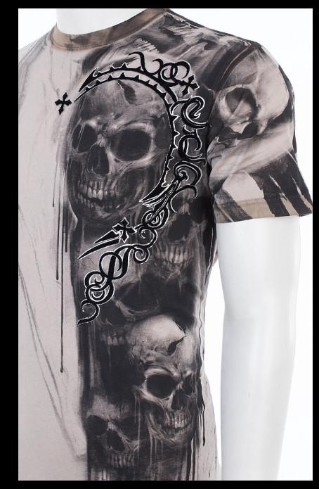 $58 AFFLICTION Sand Black WALKING DEAD Short Sleeve Slim Fit T-shirt NWT gallery