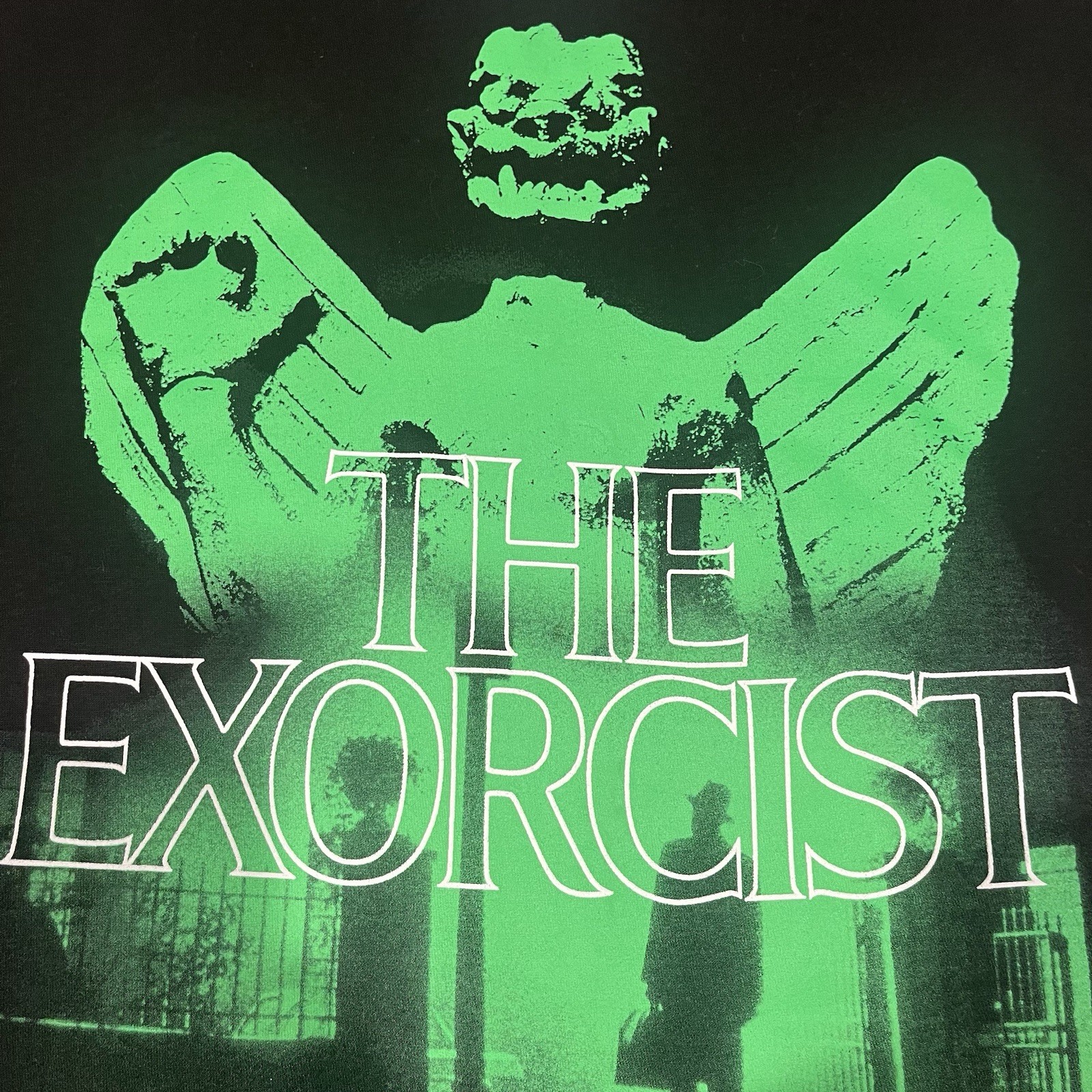 New The Exorcist Large 70s Horror Movie T Shirt Black Neon Green Gore Graphic gallery