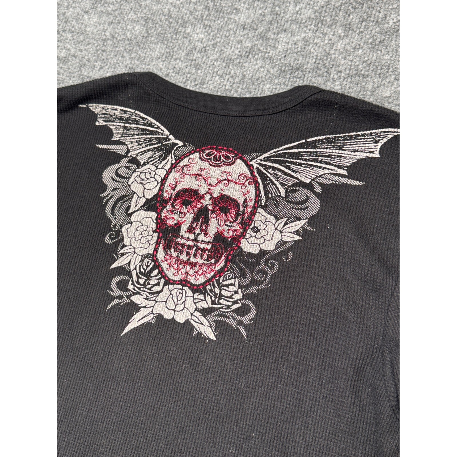 Armored Saint Skull Graphic Thermal Shirt XL Black Waffle Long Sleeve gallery
