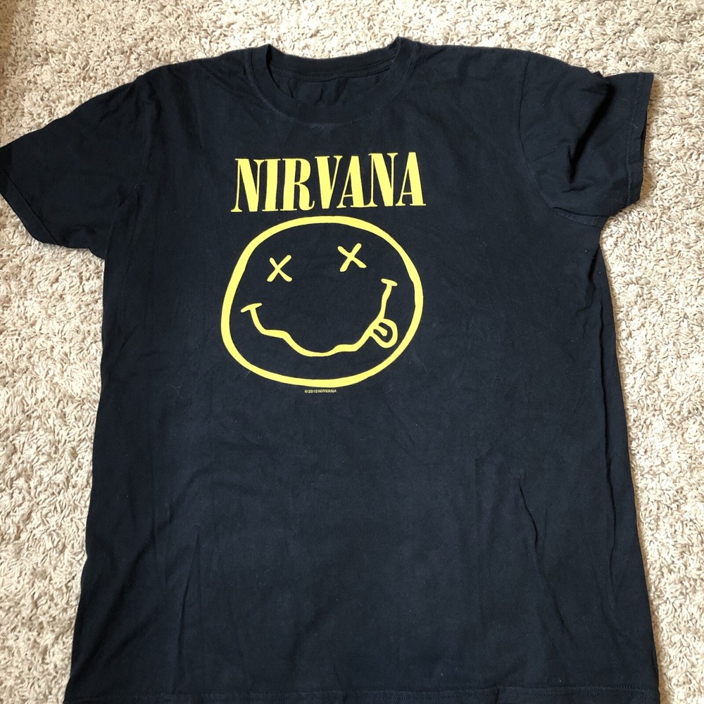 NIRVANA – Smiley Face – T SHIRT – Medium – Black