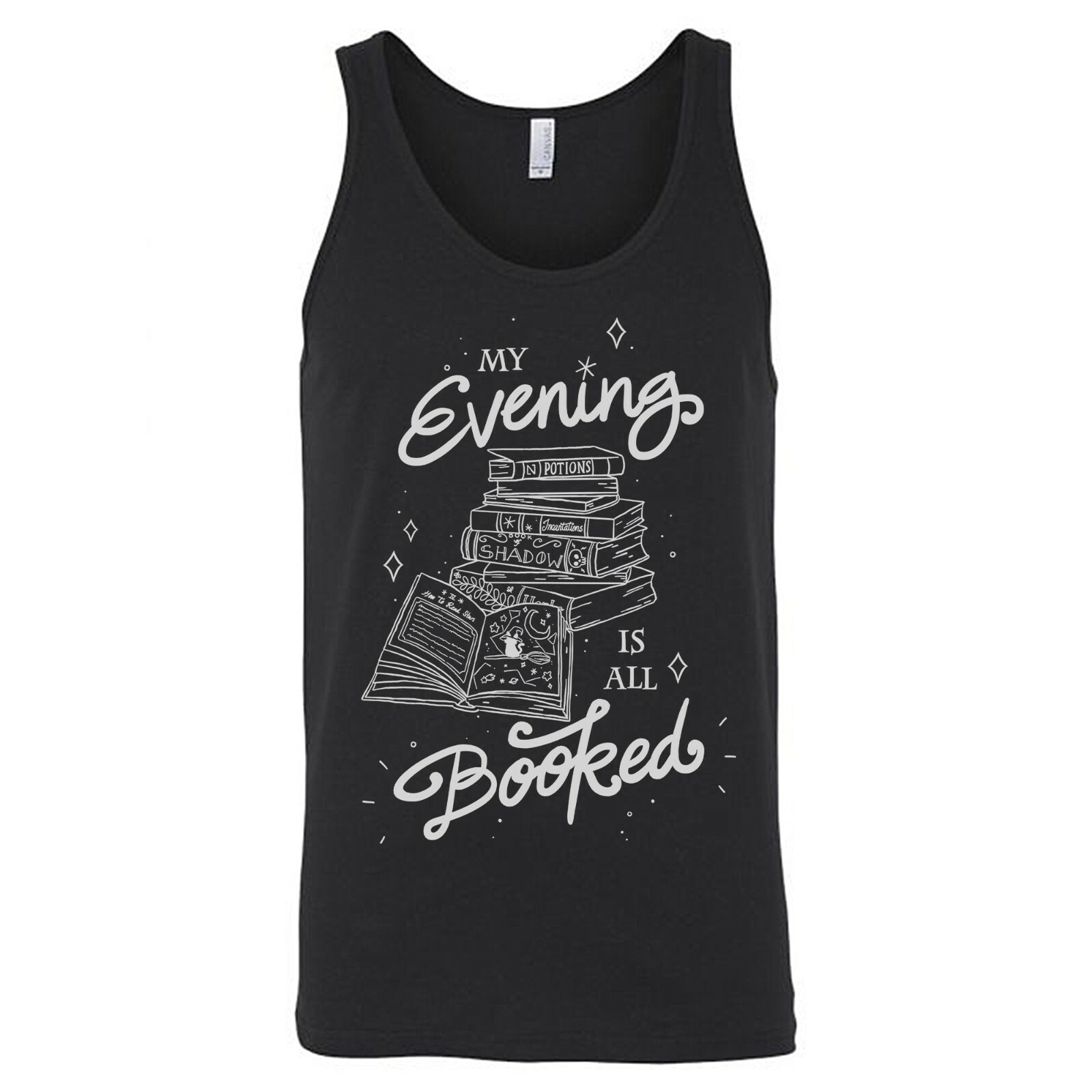 My Evening Is All Booked Witch Halloween Tank Top Witchy Book Lover Gift gallery
