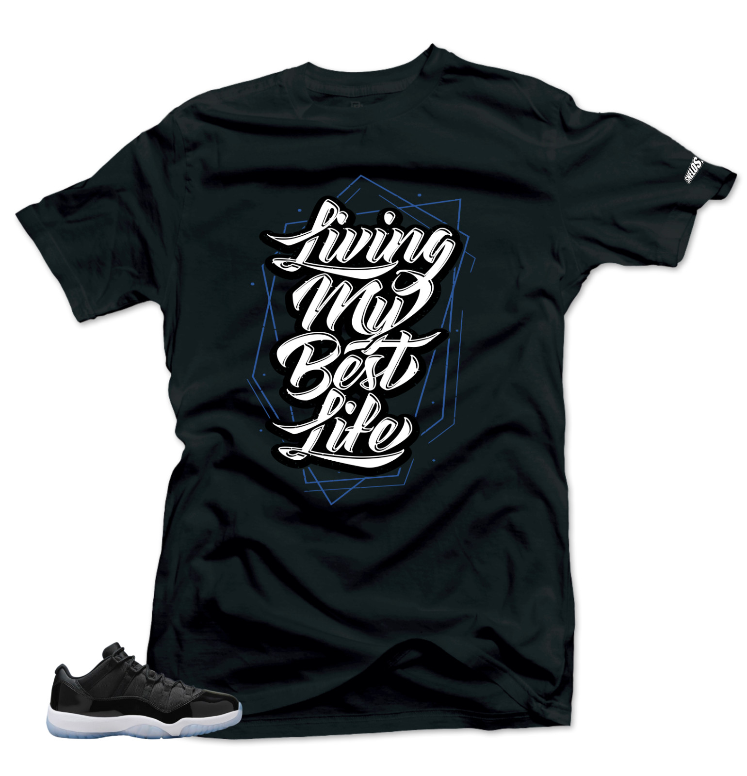 Shirt To Match Jordan 11 Space Jam Low-My Best Life Blue-Snelos Black Tees