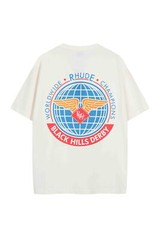 RHUDE Spring and summer Retro Slogan Letter Logo Men Women short sleeved T-shirt