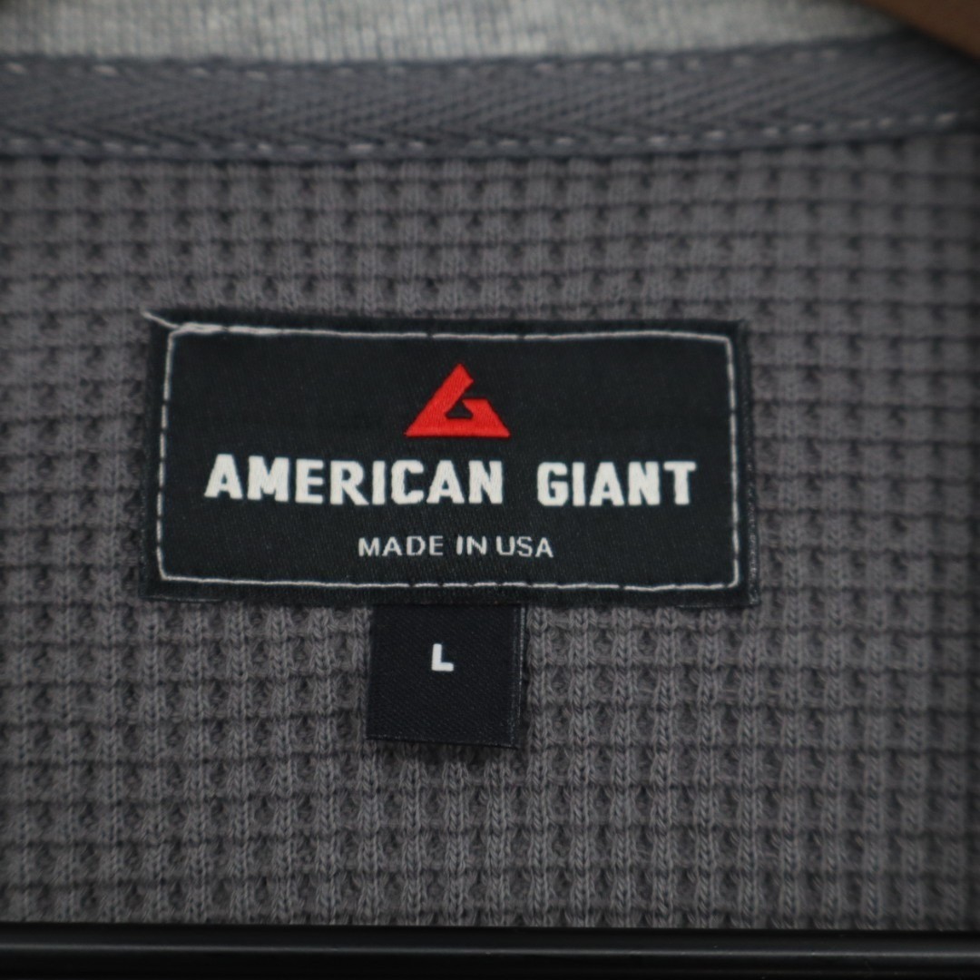 American Giant Colorblock Summit T-Shirt Mens Large Gray Waffle Knit Long Sleeve gallery