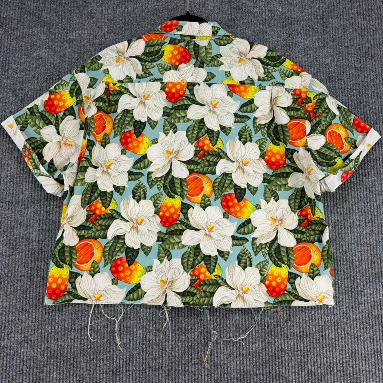 Vintage Paradise Hanger Hawaiian Crop Shirt Tropical Floral Fruit Boxy XXL gallery
