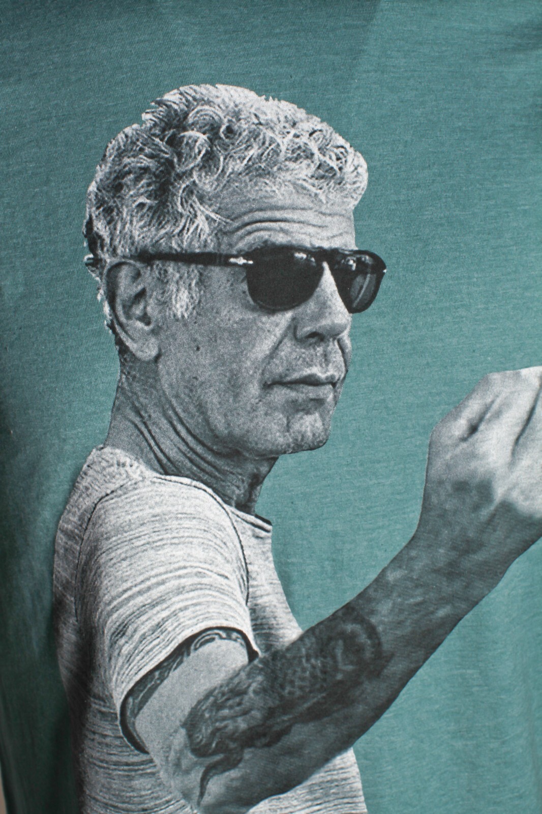 Men's Anthony Bourdain Middle Finger Graphic T-Shirt Heather Navy Blue gallery