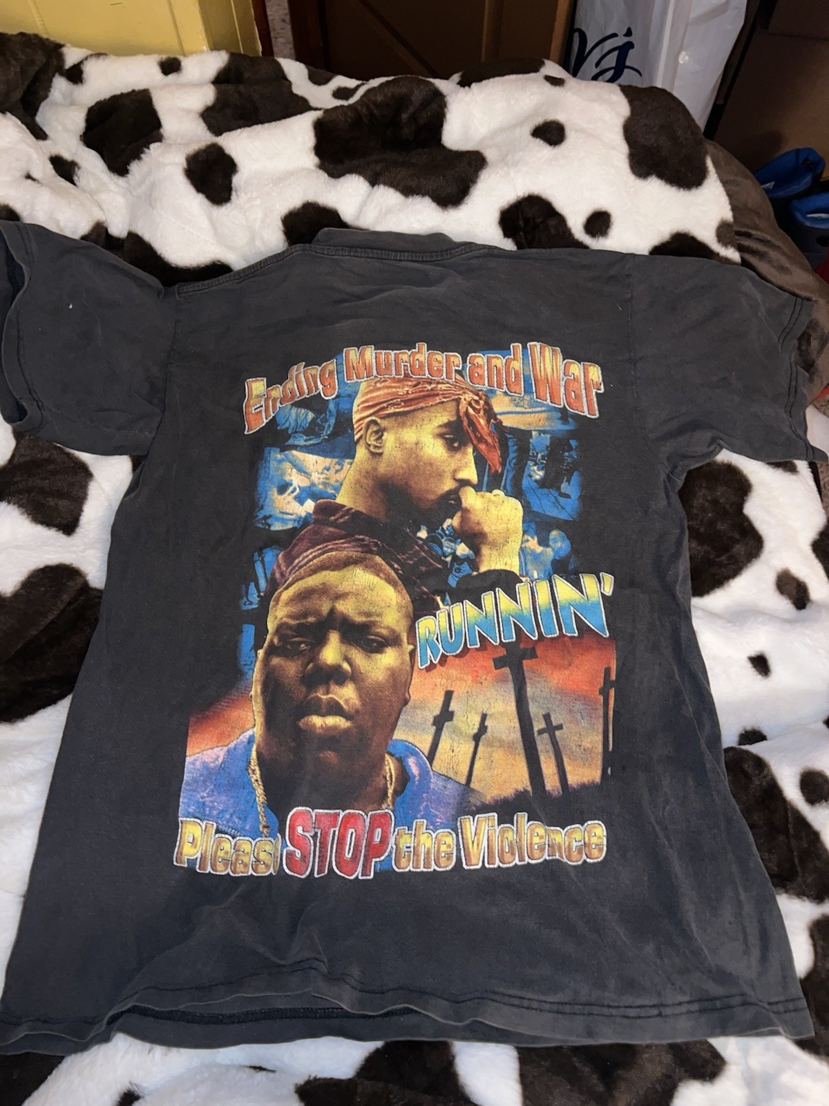 Vintage Tupac Notorious BIG Biggie Stop the Violence T-Shirt. Vintage Wear, L/XL gallery