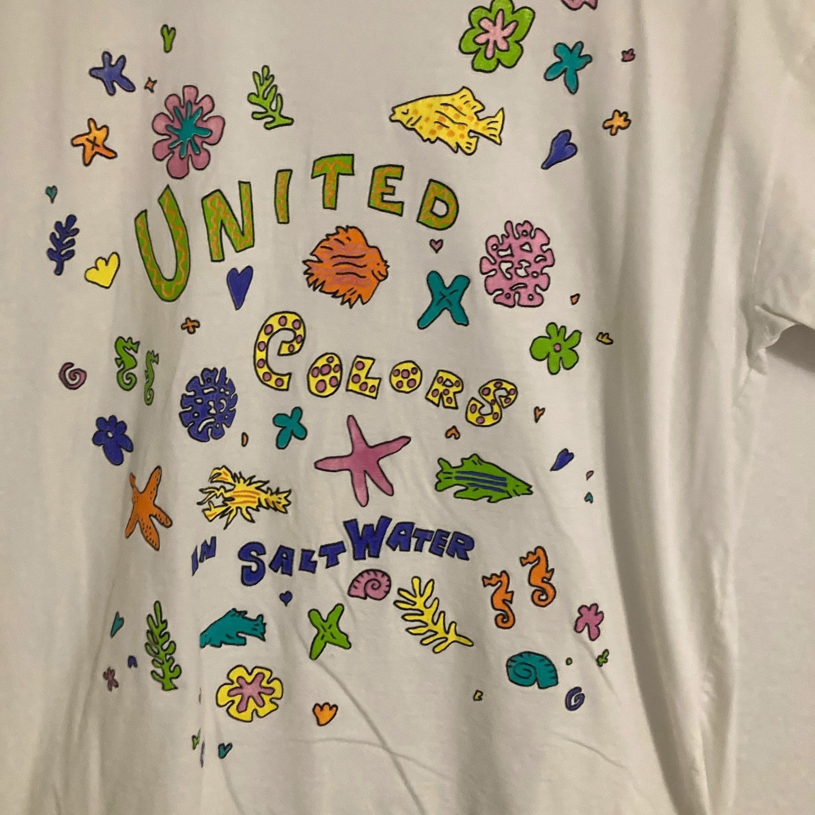 United Colors Salt Water USA Made Shirt Adult M Fish Ocean Shells Beach Tee gallery