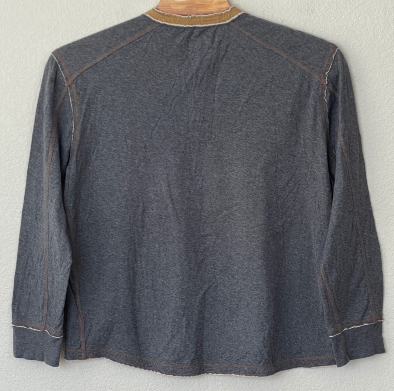 CARBON 2 COLBALT Long Sleeve Kinetic Henley Cotton Shirt Gray Men's XL gallery
