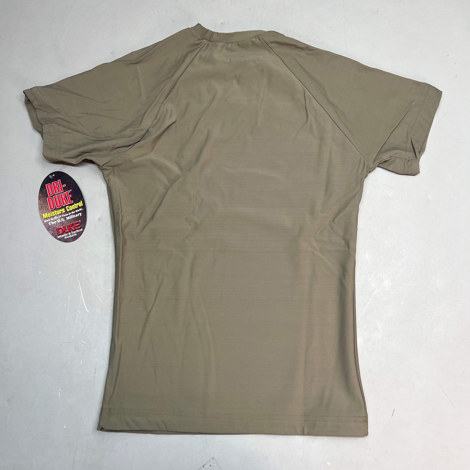 DUKE DRI Nylon/Spandex Tight Fit Military T-Shirt Men's Sz L Coyote Tan T45499BG gallery