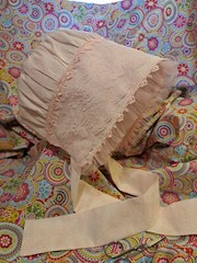 Bonnet, 21″ front from earlobe to earlobe. cosplay, tie youth to small adult.