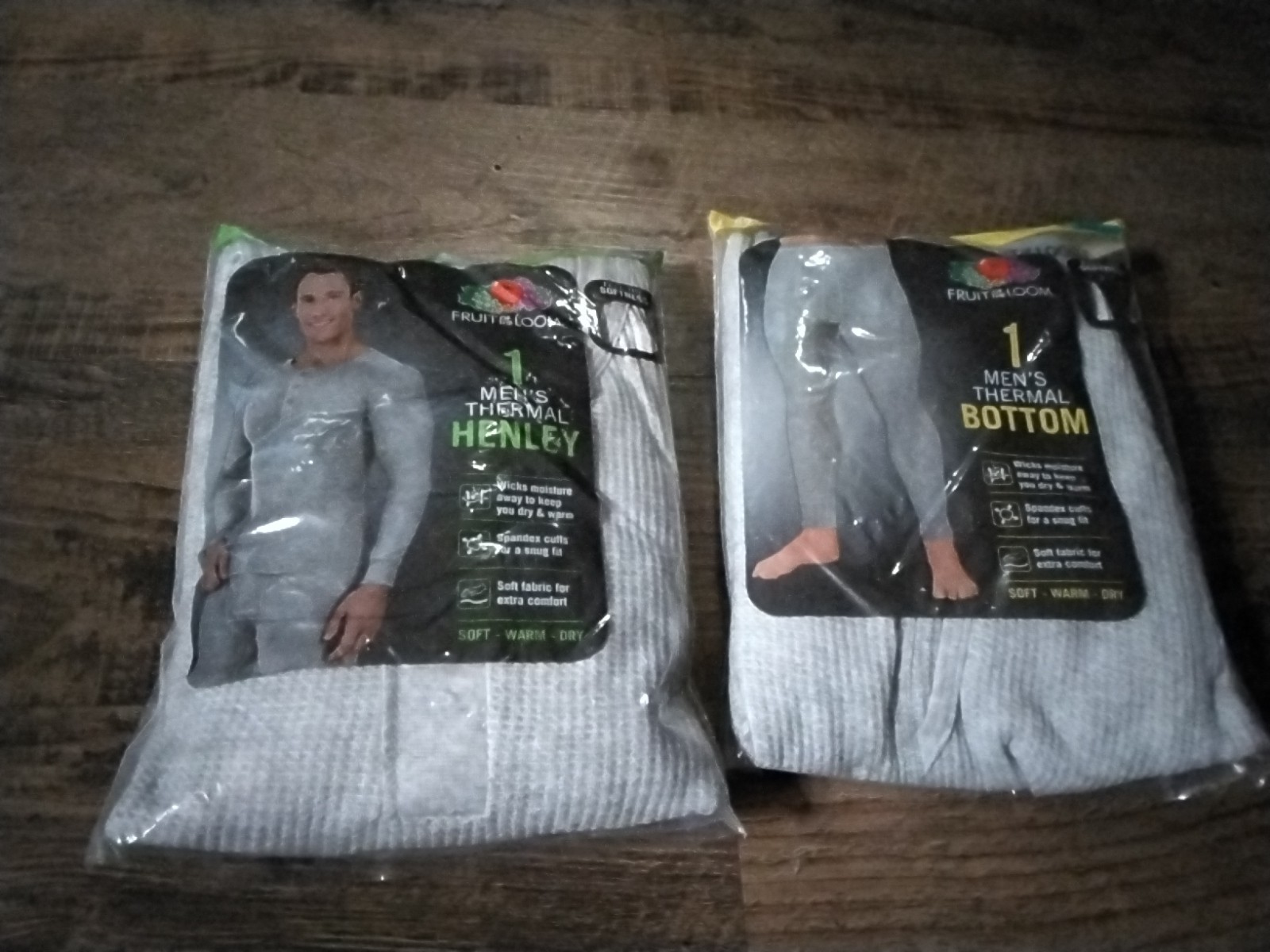 Mens Thermal Henley Shirt Top Size 2XL & Thermal Bottoms Size XL New Fruit Of…