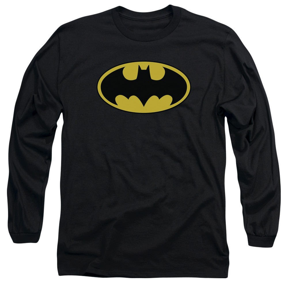 Batman Classic Logo Men’s Long Sleeve T-Shirt S-3XL DC Comics Licensed Tee