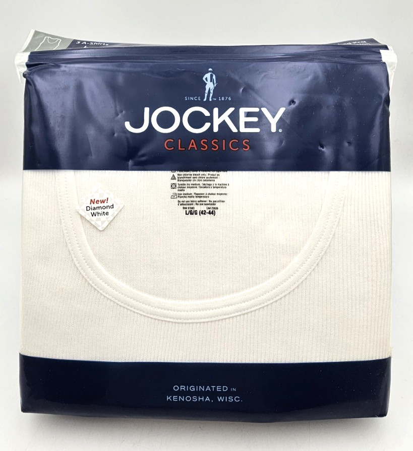 Jockey Men’s 3-Pack 100% Combed Cotton Classic Tank Top A-Shirts L From 2011