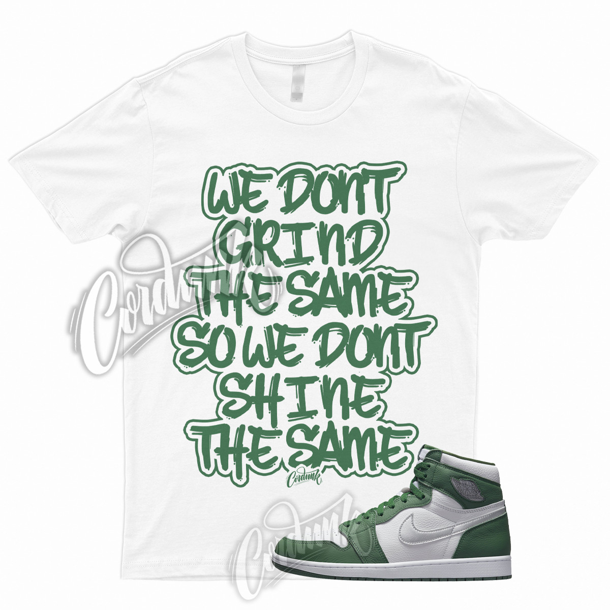 GRIND T for 1 Retro Gorge Green High Metallic Silver White Shirt To Match Pine