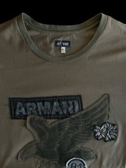 ARMANI JEANS mens designer t-shirt patch 3D regular khaki ITALY size XL ( L )