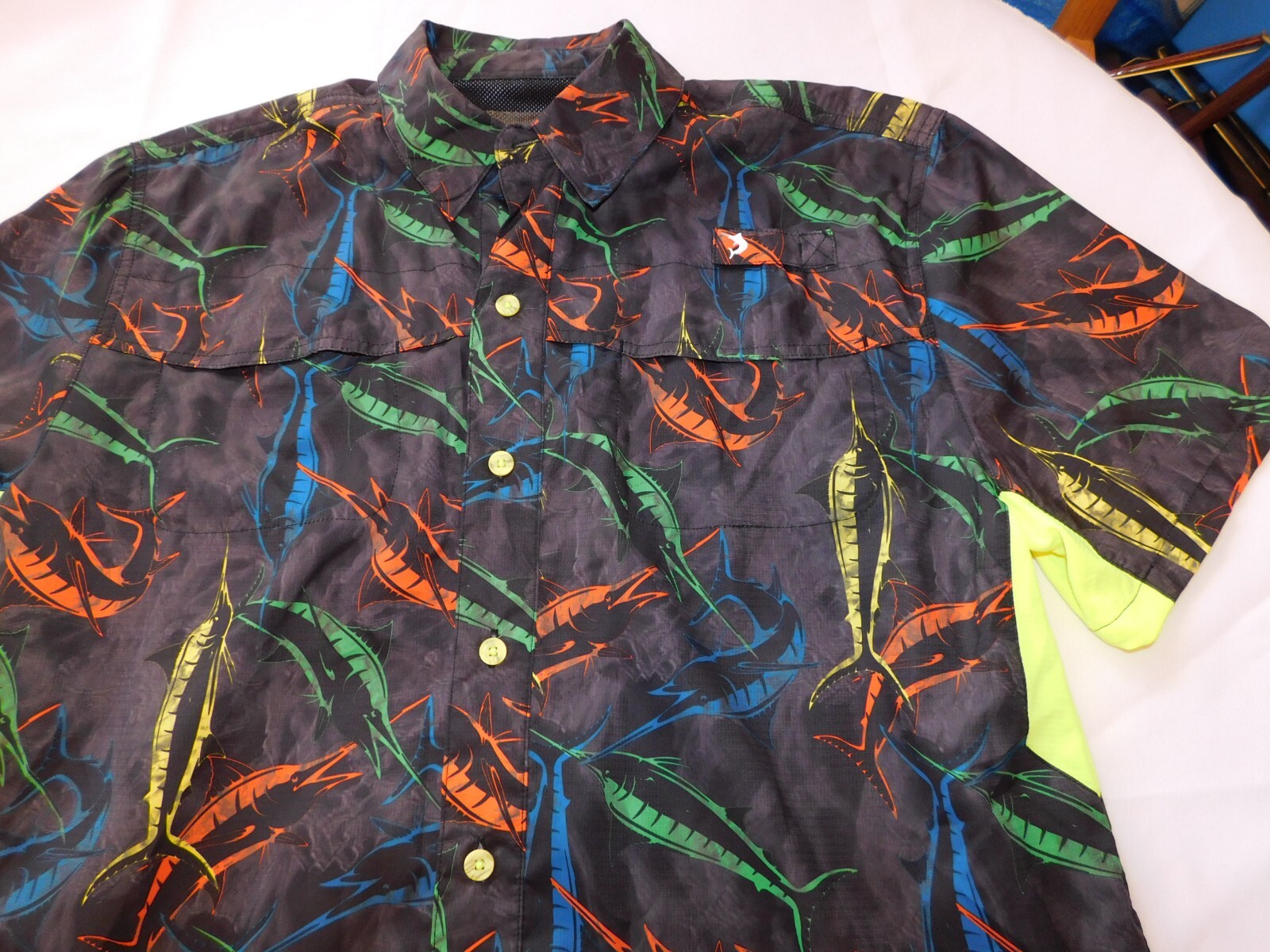 Reel Legends Performance Men's Short Sleeve Button Up Shirt Size see measurement gallery