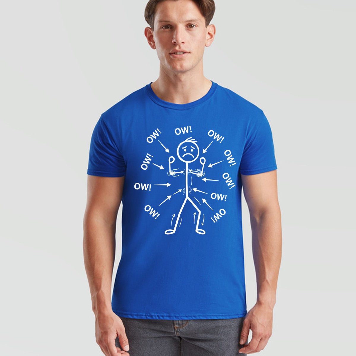 Ow Unisex T Shirts Stick Character Humor Chronic Pain Awareness Tee gallery