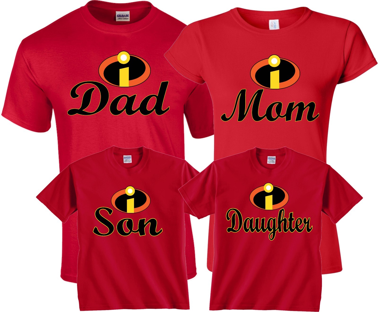 The Incredibles Custom Mom Dad Family Birthday Boy Girl Customized RED T-Shirts gallery