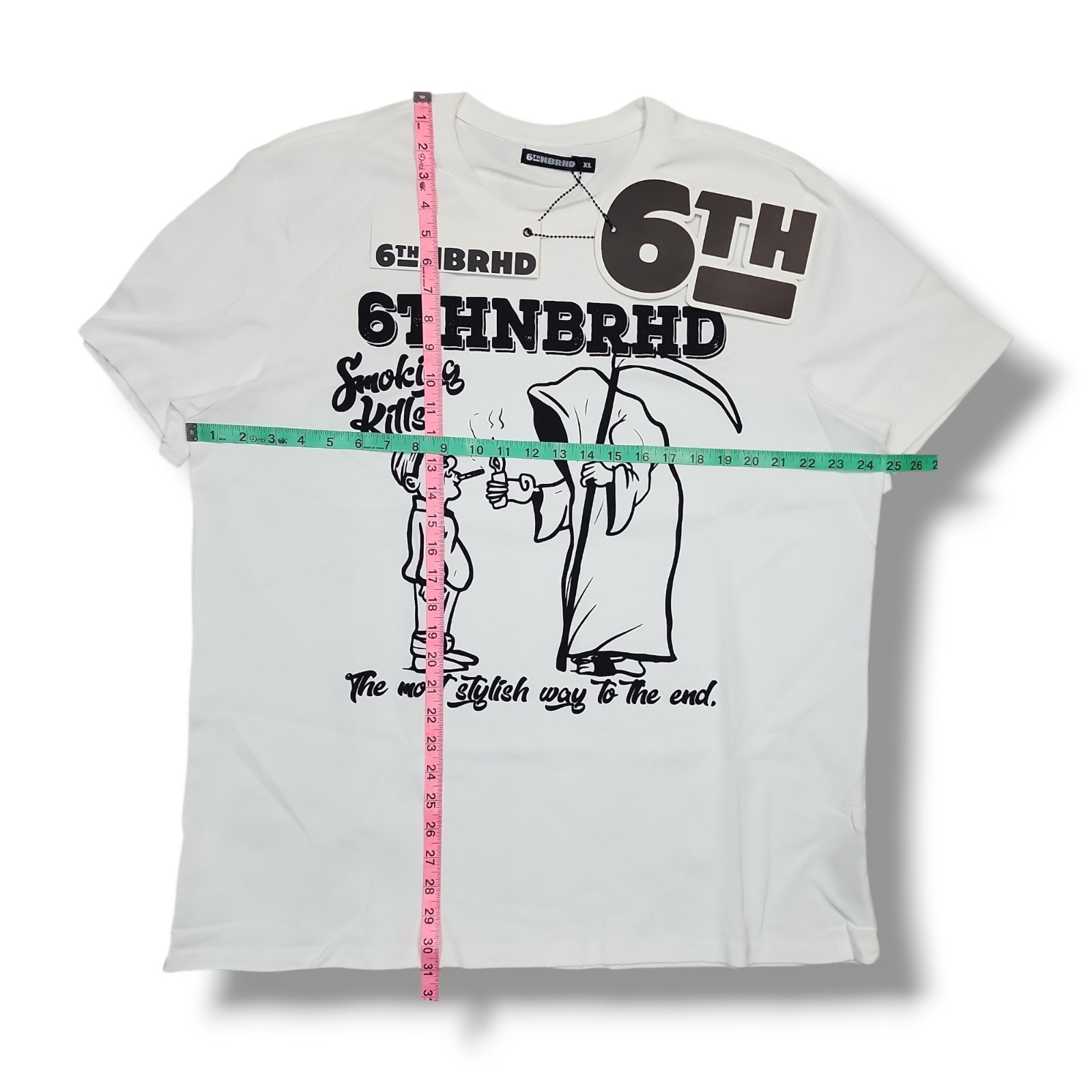 6th NBRHD "No Smoke" Crew Neck White T-Shirt Men's XL NWT gallery