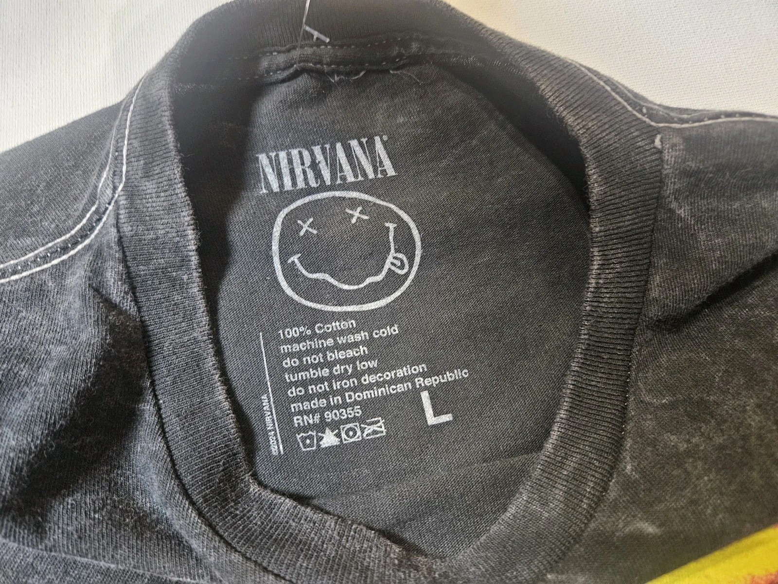 NWT Nirvana T-shirt Mens XL Distressed Black Orange Spellout Logo 90s Grunge Tee gallery