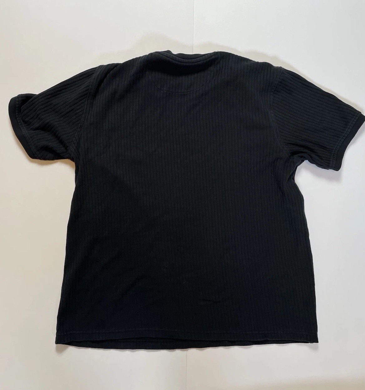 Vintage Perry Ellis Men’s Large Black Ribbed Knit Short Sleeve Shirt gallery