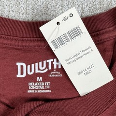 NWT Duluth Mens Medium Red Longtail T Relaxed Fit Long Sleeve Henley Shirt
