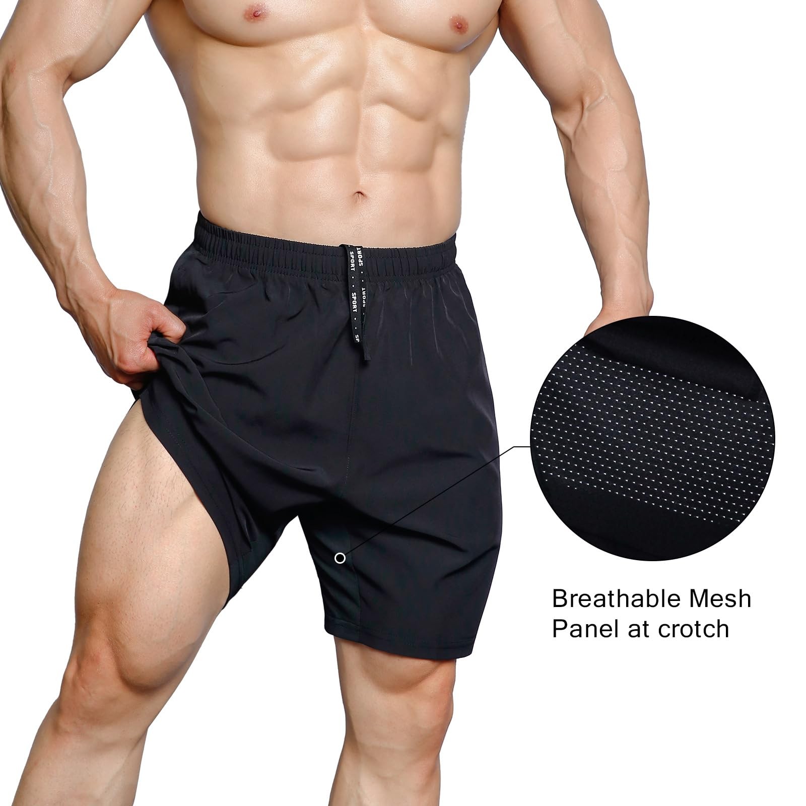 Gaglg Men’s 7″ Athletic Shorts 2 Pack Quick Dry Workout Small, Black/Navy