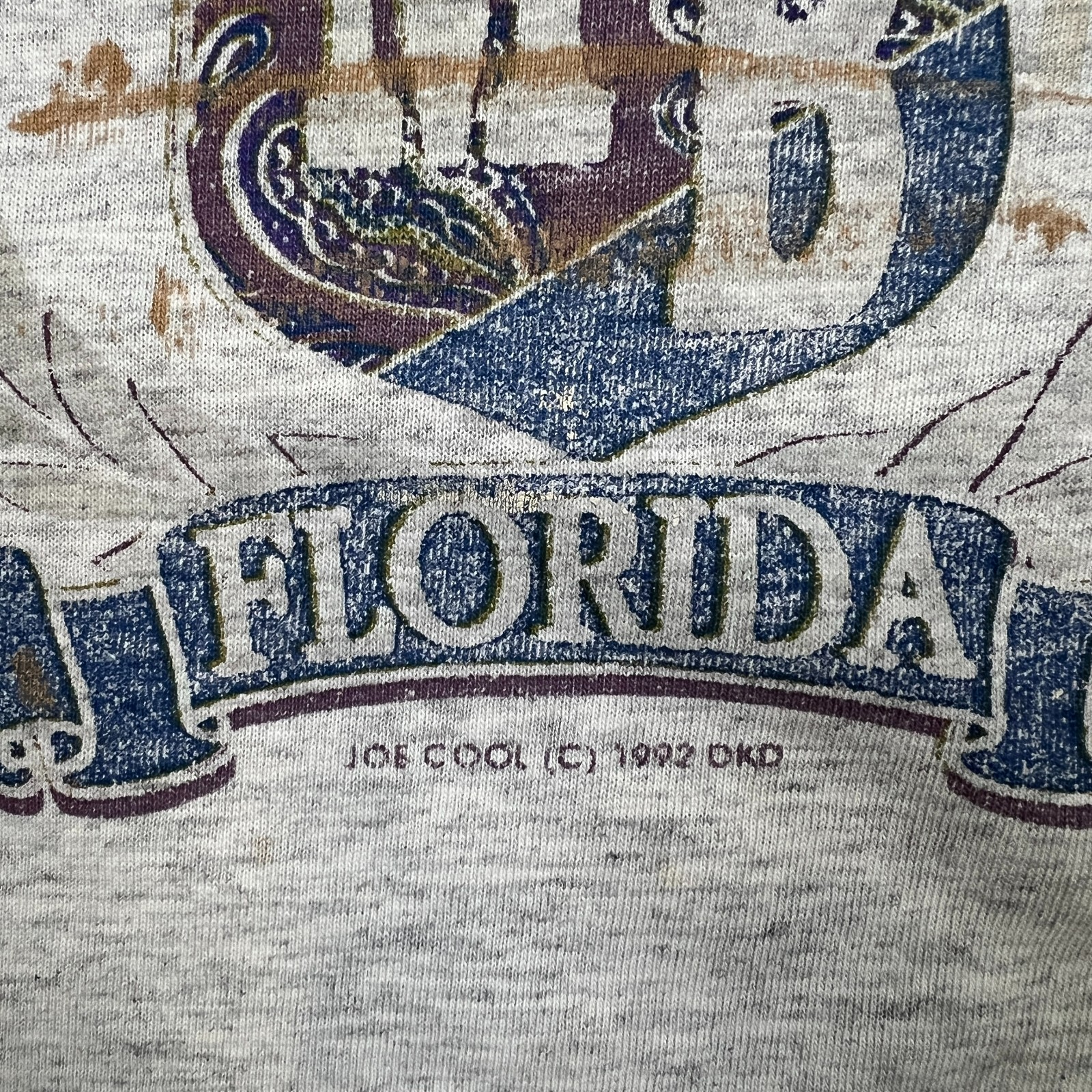 Vintage 1992 Joe Cool Miami Florida T Shirt Mens XL Gray Faded Graphic Tee gallery