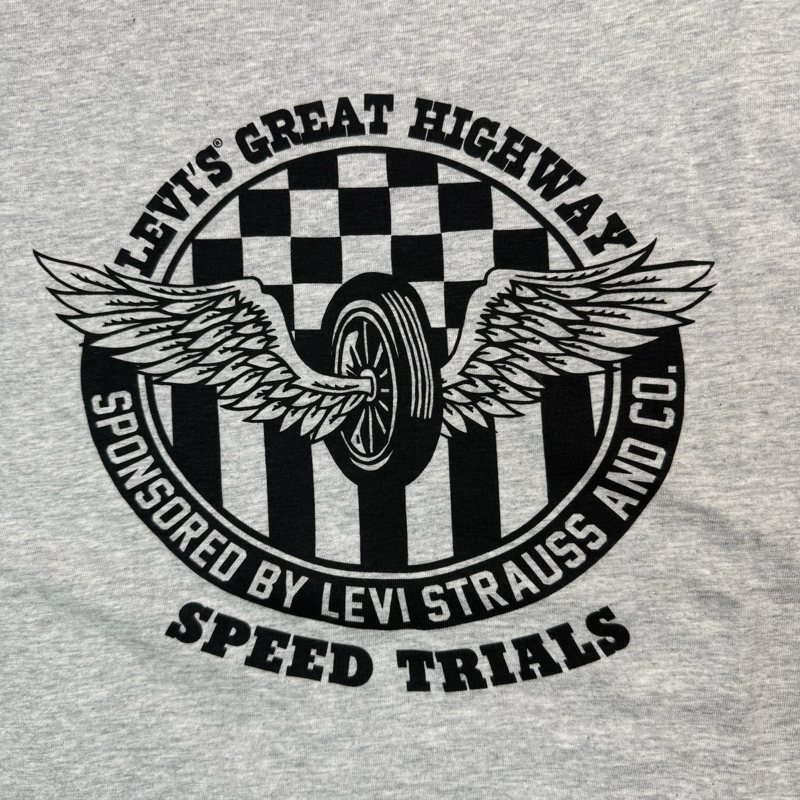 Levis Shirt Mens Medium Relaxed Great Highway Speed Trials Short Sleeve Gray NWT gallery