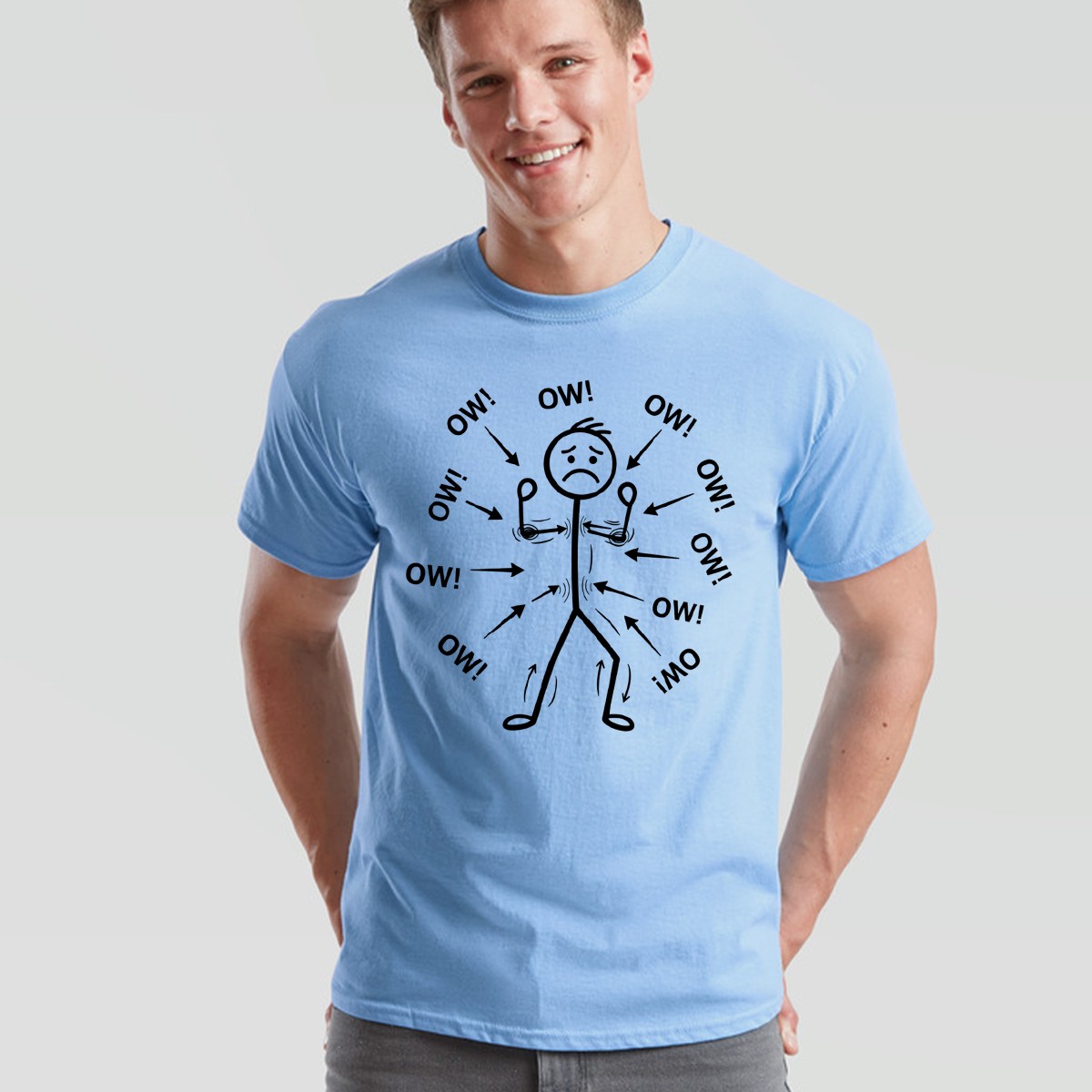 Ow Unisex T Shirts Stick Character Humor Chronic Pain Awareness Tee gallery