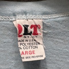 Vintage SS DLT Shirt Mens L Blue Solid Crewneck Cotton Jersey Made In USA Thin