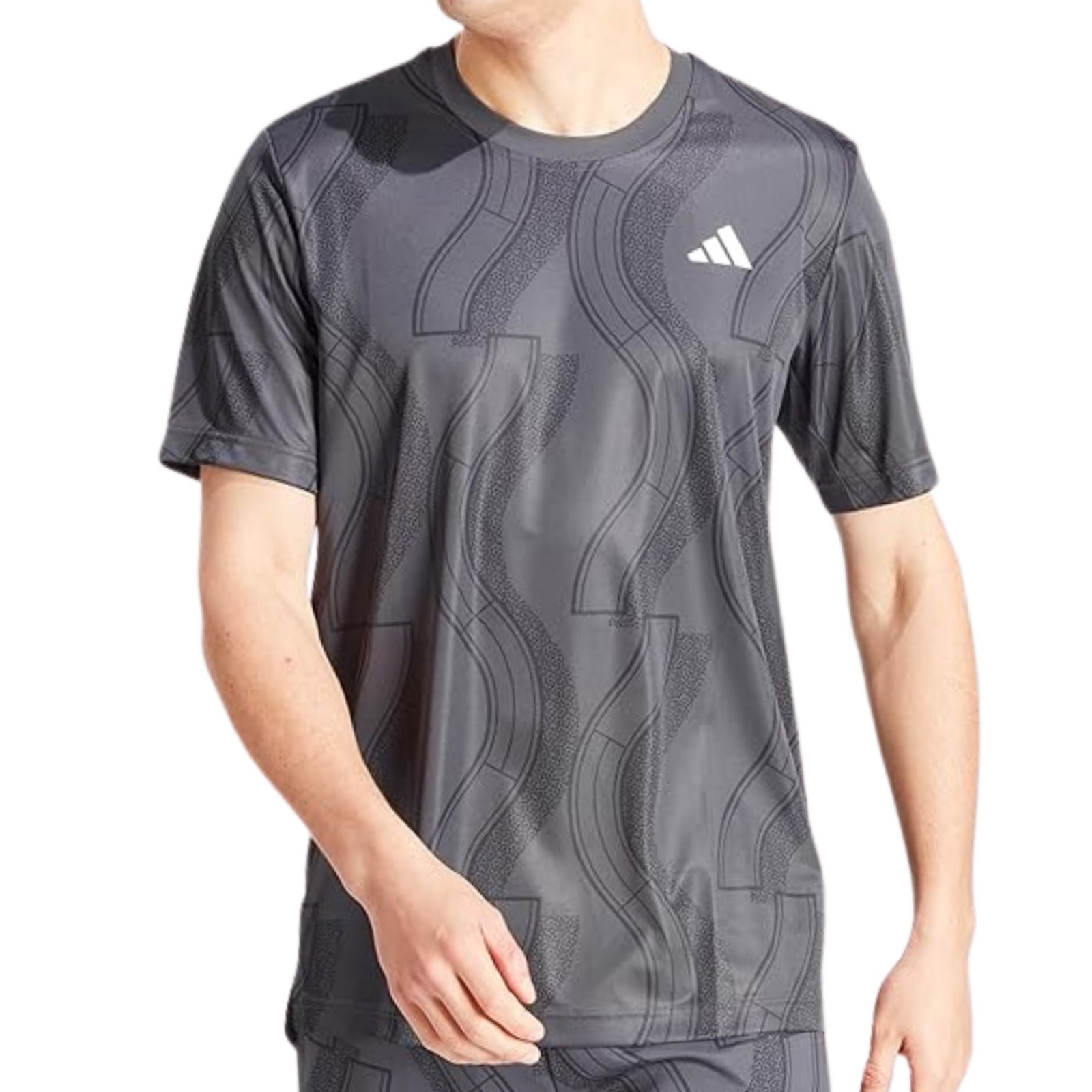 ADIDAS Club Graphic Tennis Training Shirt sz S Small Carbon Gray
