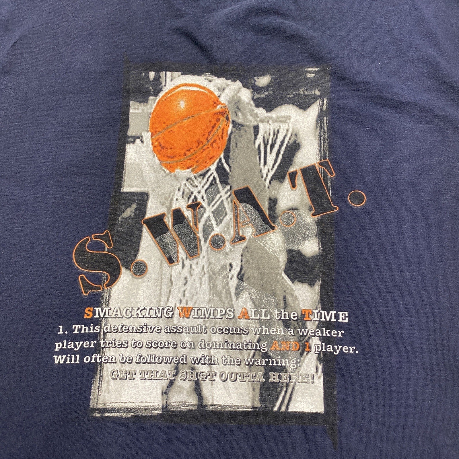 Vintage AND1 Shirt Mens XL Blue Y2K Basketball SWAT Team Smacking Wimps 2 Of 5 gallery