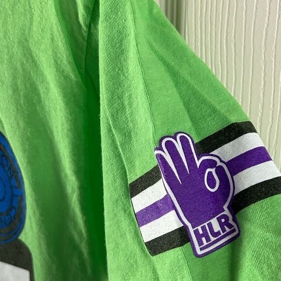 WWE Wrestling Authentic Respect Lime Green Never Give Up Graphic T-Shirt Sz Med gallery