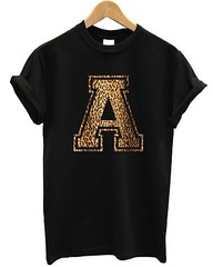 A Personalised Leopard Letter T Shirt Choose your own Printed Custom Tee Top