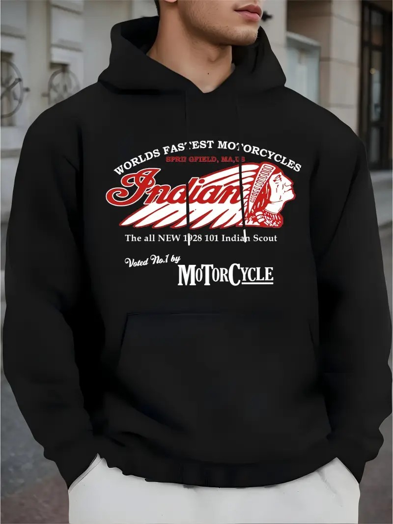 Indian Motorcycle Hooded Sweatshirt (T25) Front Hand Pockets. See Pics. gallery