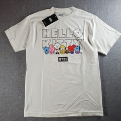 NWT BT21 BTS Hello Kitty Line Friends white graphic tee shirt Bangtan boys merch