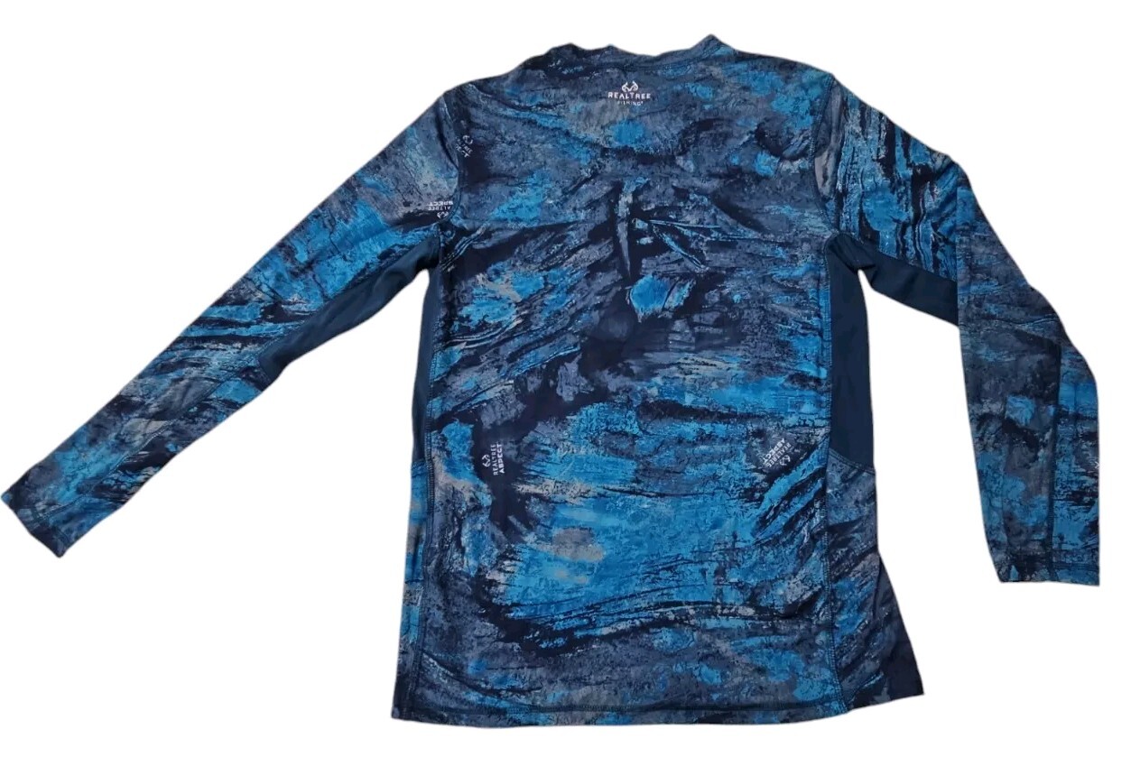 Realtree Aspect Fishing Backpaddle Shirt Men Blue Reversible UPF 30 Size 2XL NWT gallery