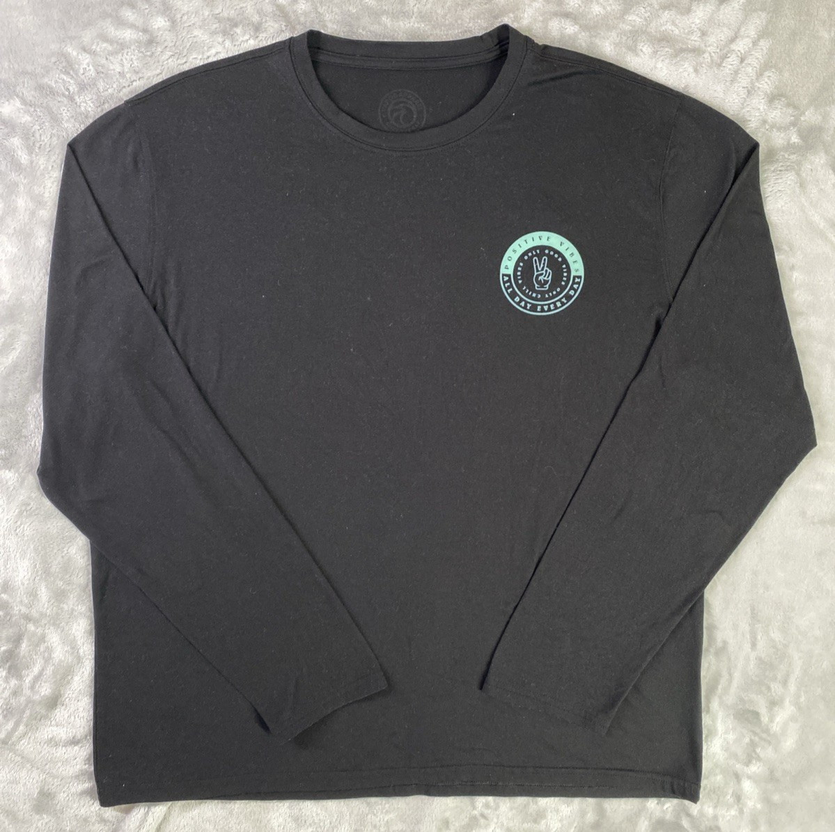 Vapor Apparel Long Sleeve Men Large Black Positive Vibes Only Graphic Peace Tee gallery