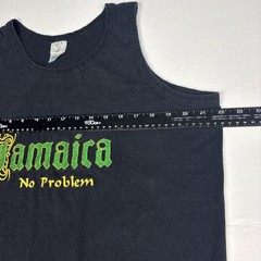 Vintage Jamaica No Problem Men’s Large Tank Top Black Embroidered Green Yellow