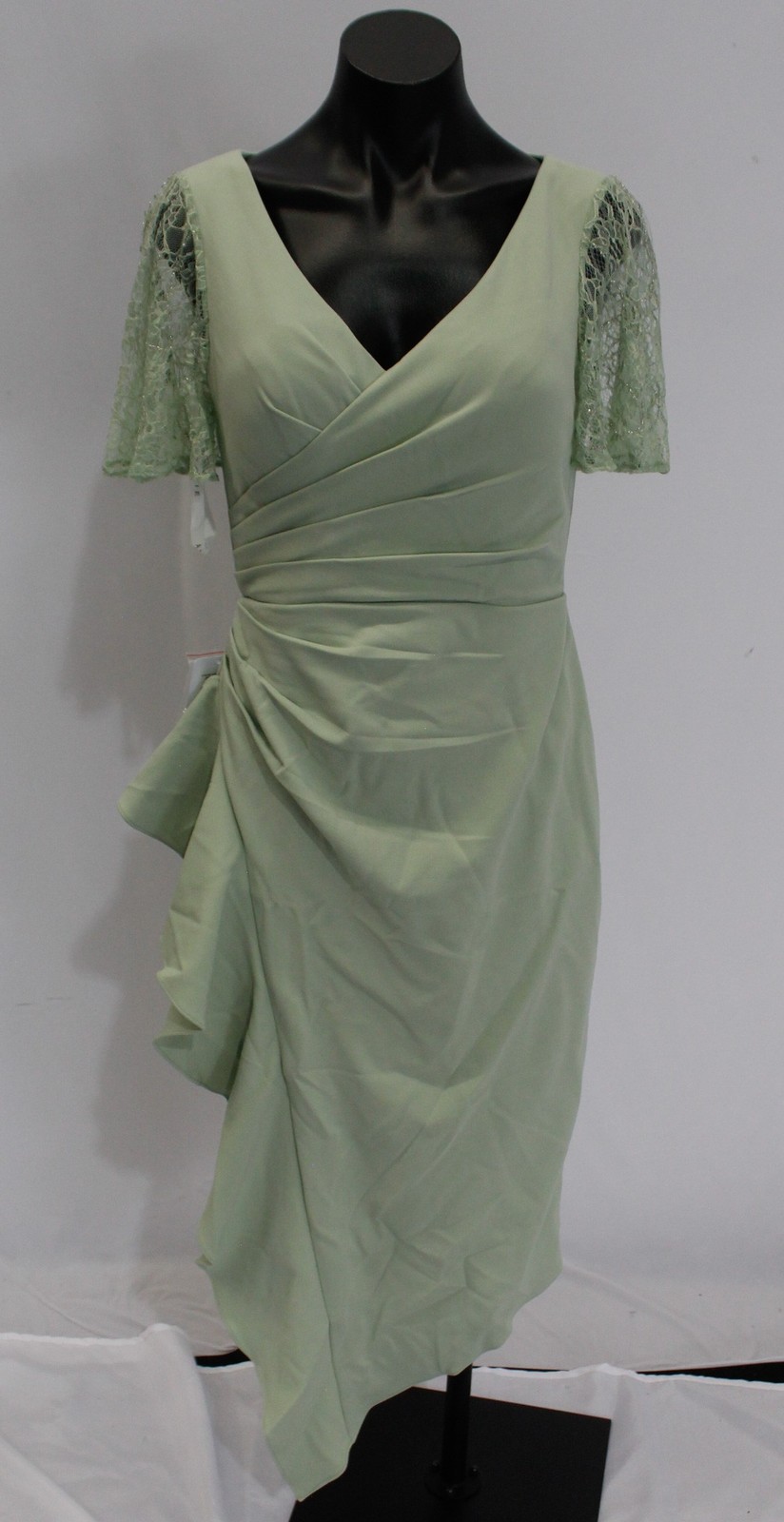 Azazie Women’s Eloise Pleated Stretch Crepe Dress EJ3 Dusty Sage Size A6 NWT