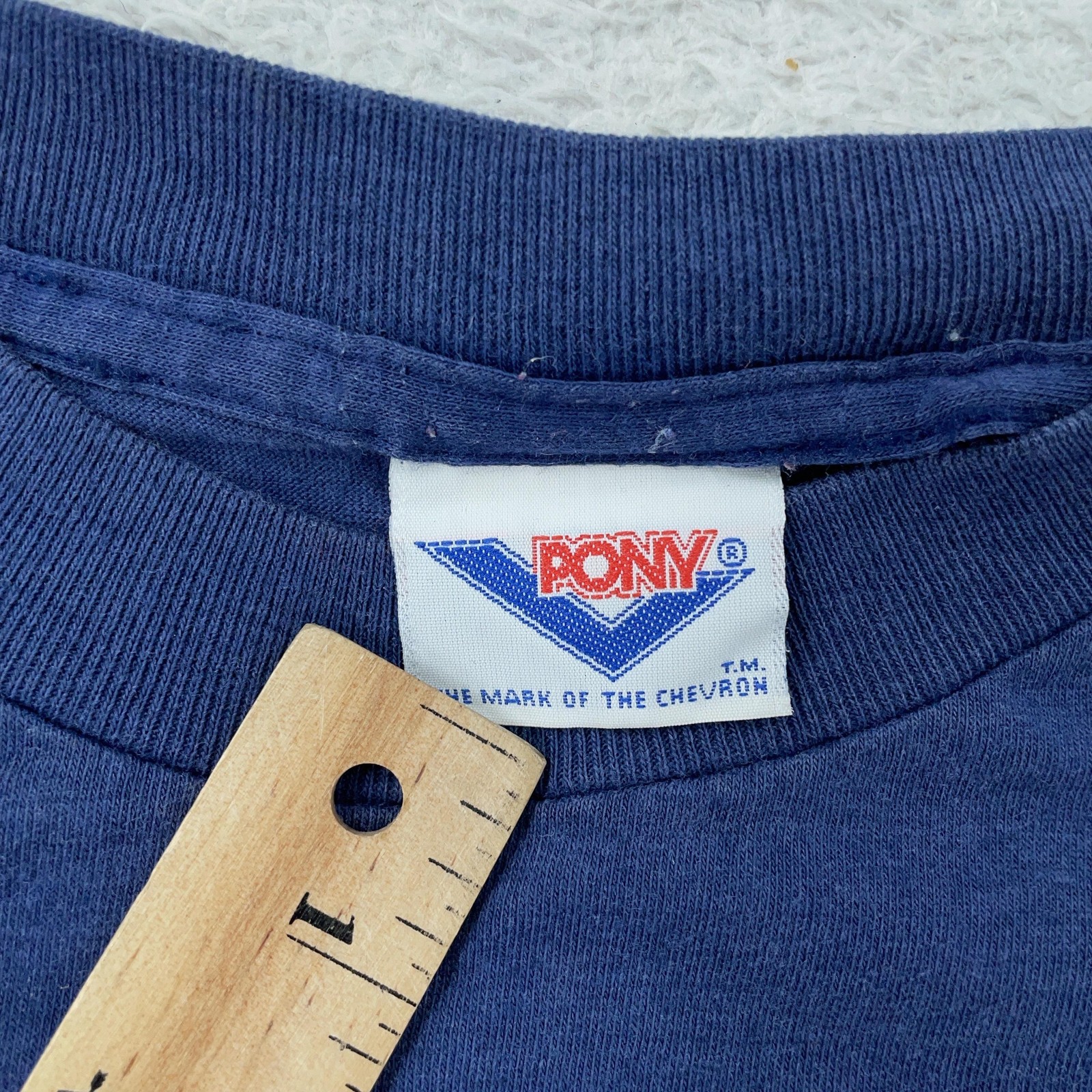 Vintage 80s Pony Shirt Mens Medium Blue Single Stitch Sneakers Logo Chevron Tee gallery