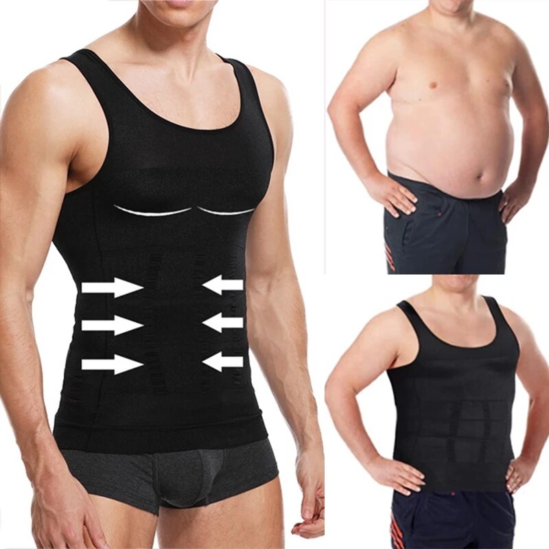Men Slimming Body Shaper Vest Gynecomastia Compression Shirts Belly Control Tops gallery
