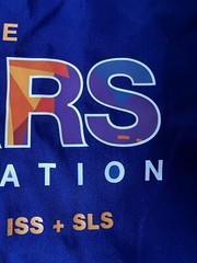Rare Boeing Starliner Mars Project Blue Black Retro Bowling S/S Shirt Mens L EUC