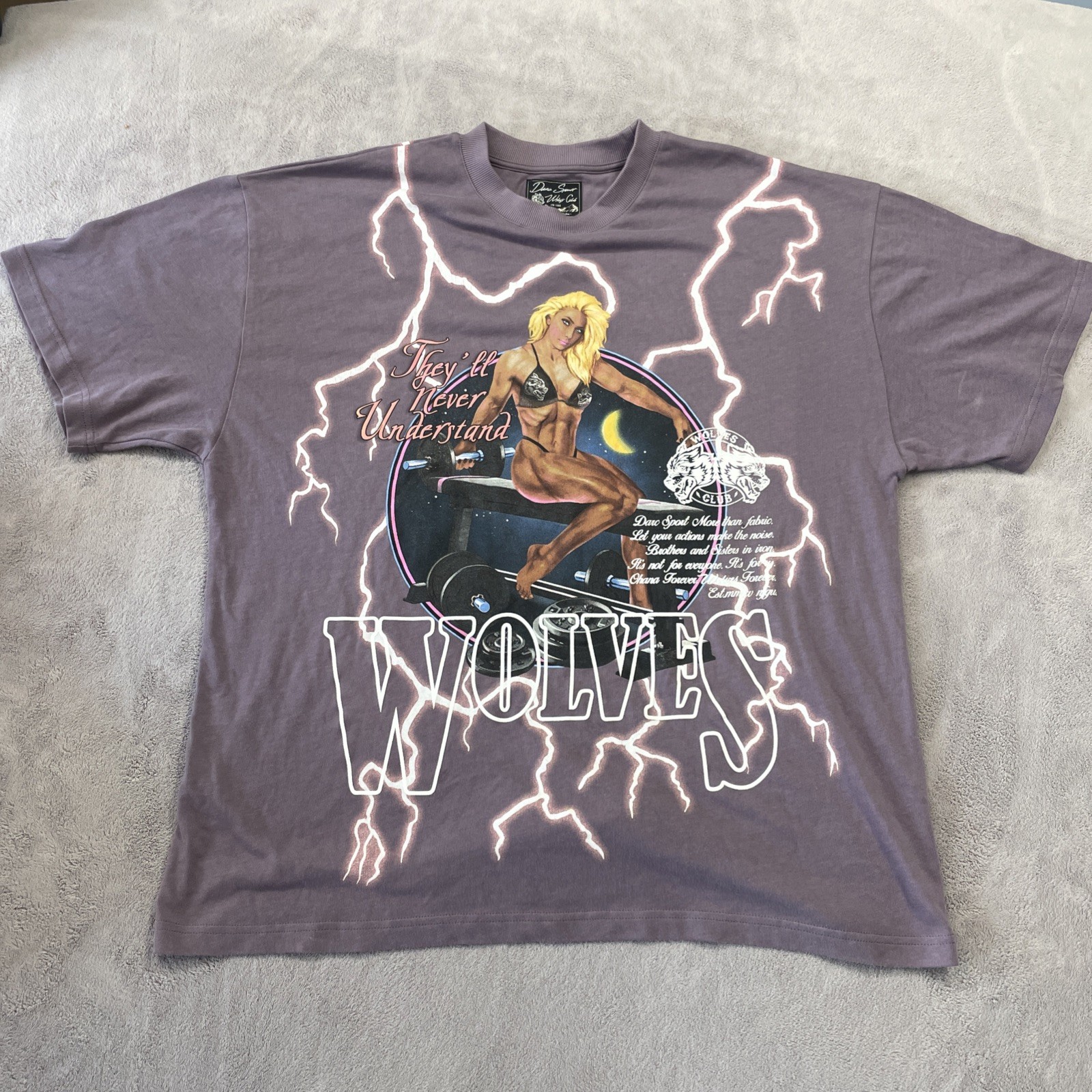 Wolves Club They’ll Never Understand V3 Vintage Graphic Tee Plum Pink Men’s XL