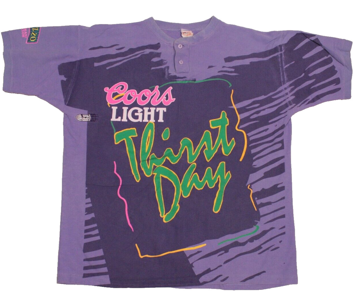 Vintage COORS LIGHT T Shirt size XL Allover Print Mega 1990's Henley Tee Palazzo gallery