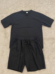 Men’s T-Shirt & Short Set Size Medium Black Cut-Offs Frayed