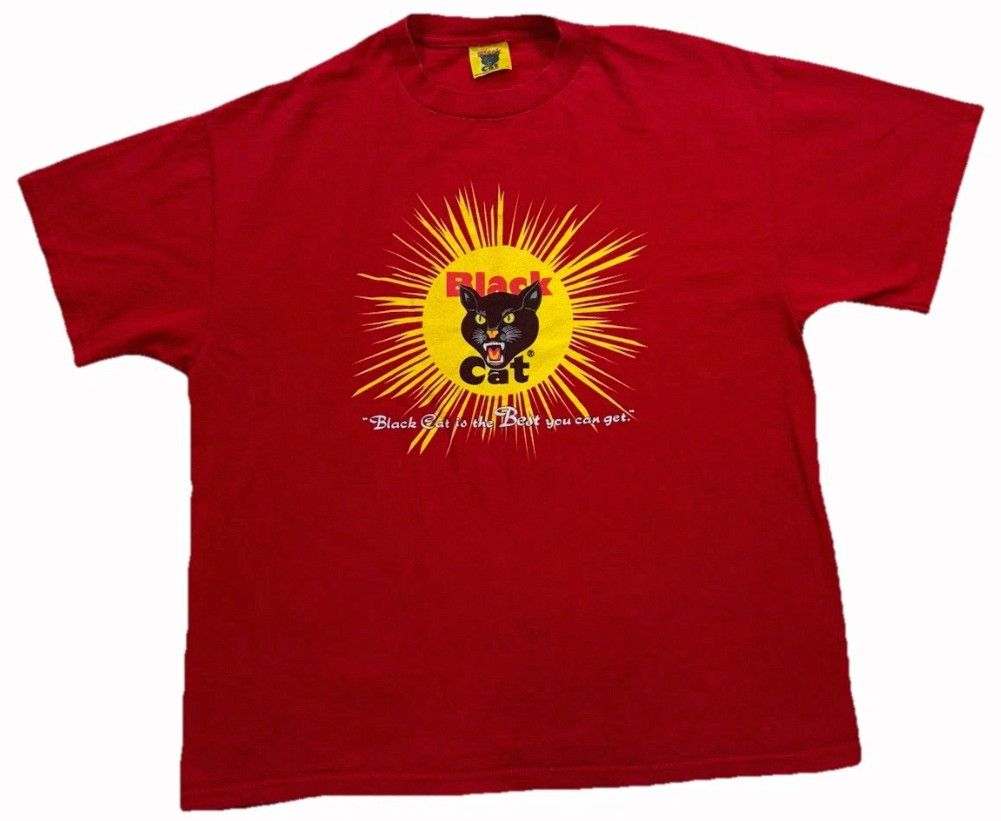 Vintage Black Cat Fireworks S-3XL T-Shirt 90s Promo Tee Yellow Tag Rare Graphic gallery