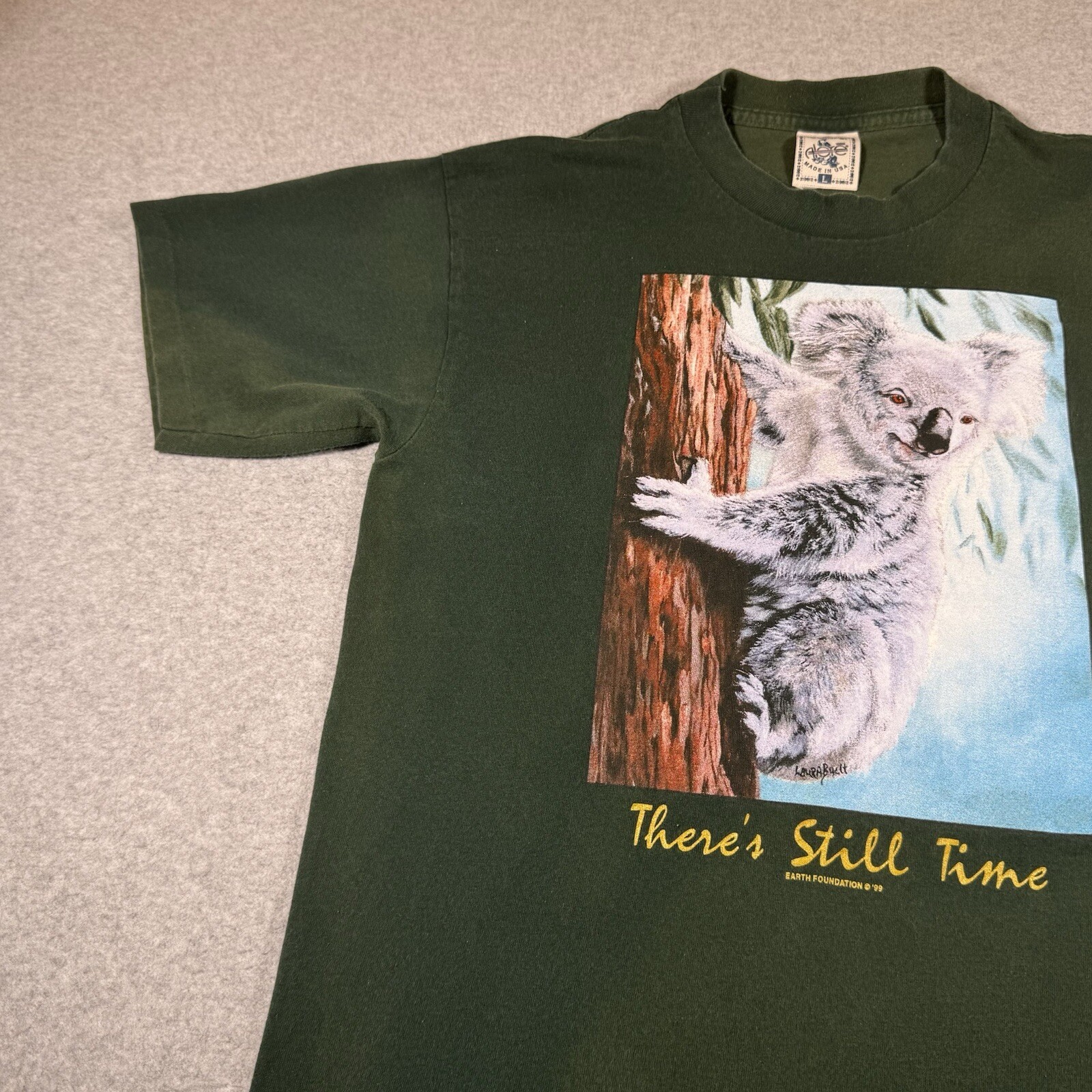 Vintage Koala Bear Shirt Adult Large Green Faded Single Stitch Forest Nature Men gallery